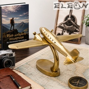 Самолет макет twin engine, 29см, голям, метален, Home Interior 222768