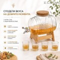 Комплект стъклено буре 3л с четири чашки