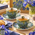 Красиви сервизи за дома луксозни чаши за чай New Bone China Ван Гог Ириси   