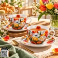 Фини порцеланови чаши за чай и кафе подходящи за съдомиялна и микровълнова