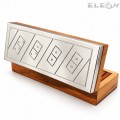 Семейни игри дървен домино сет с месингови точки и детайли
