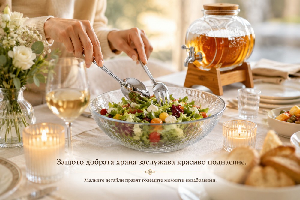 Модерни прибори за салата за красиво поднасяне на храна